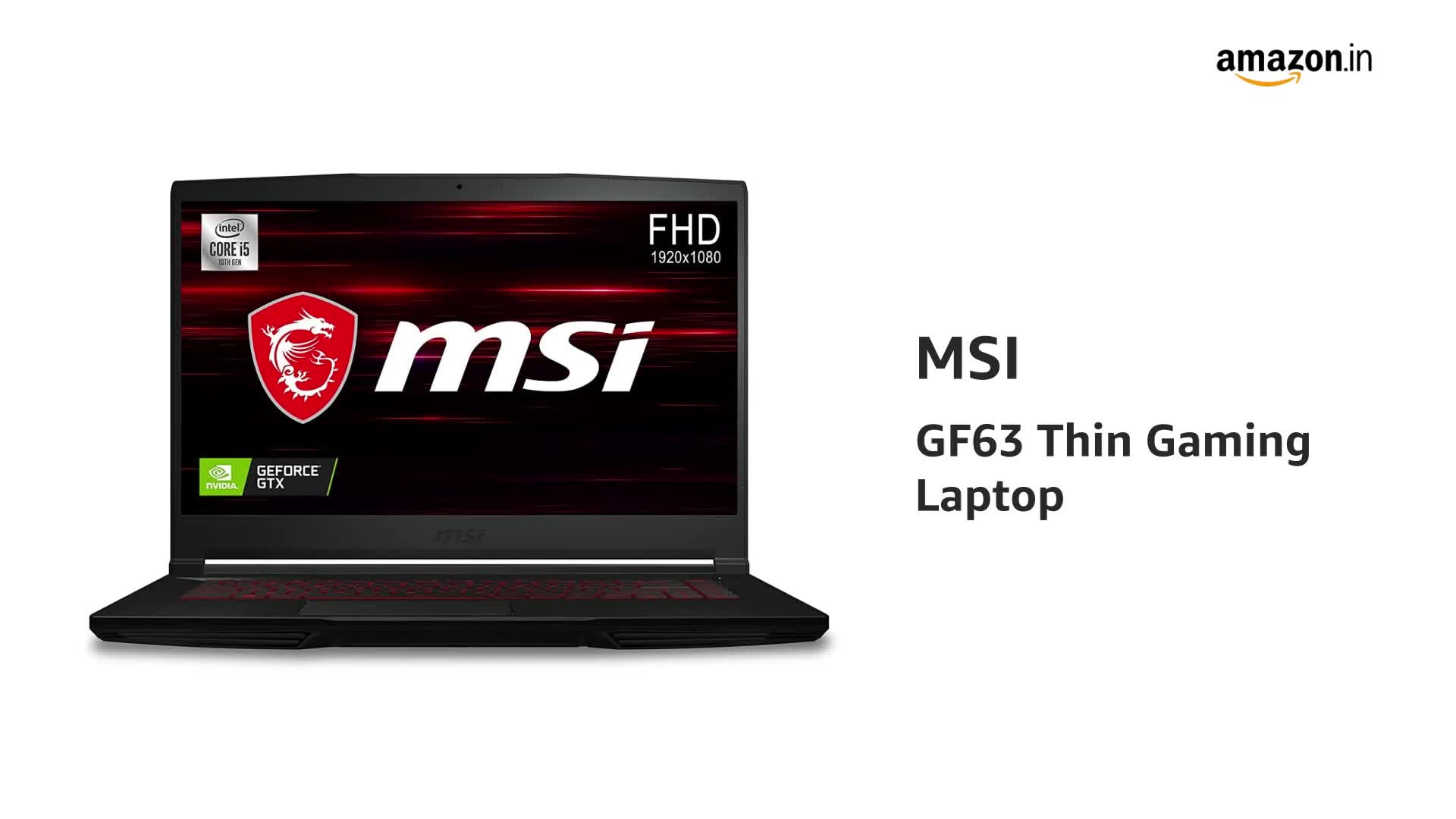 MSI GF63 Thin, Intel 10th Gen. i5-10500H, 40CM FHD 144Hz Gaming